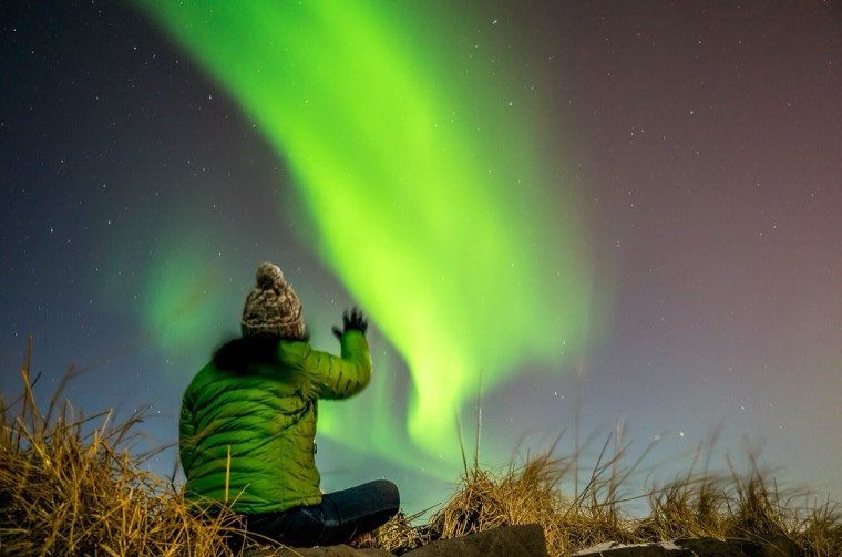 The aurora over Reykjavík, Iceland