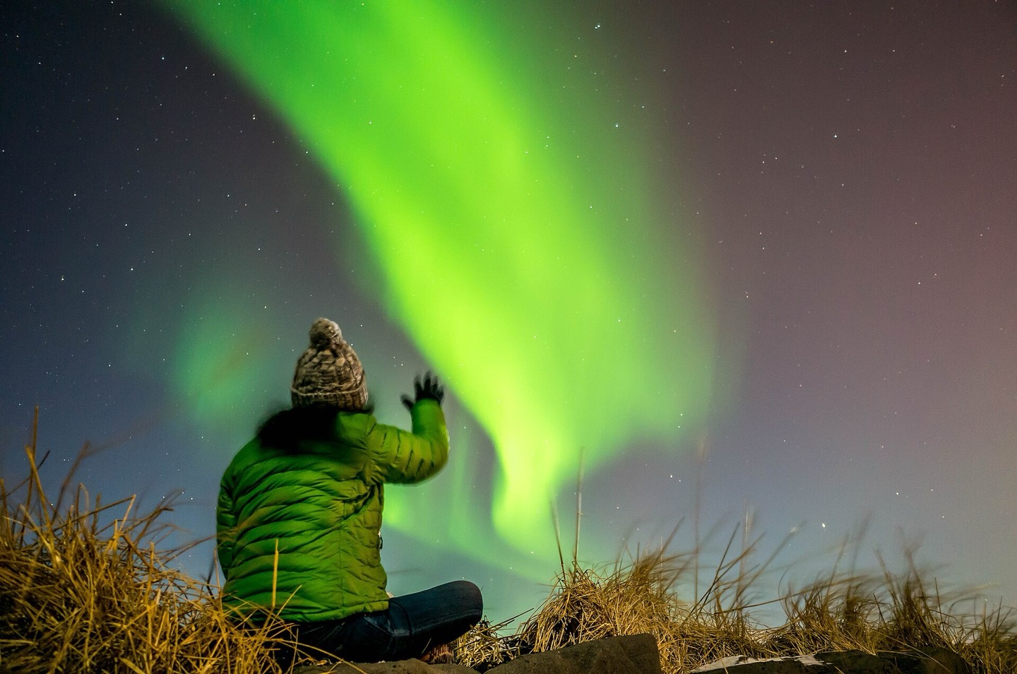 The aurora over Reykjavík, Iceland